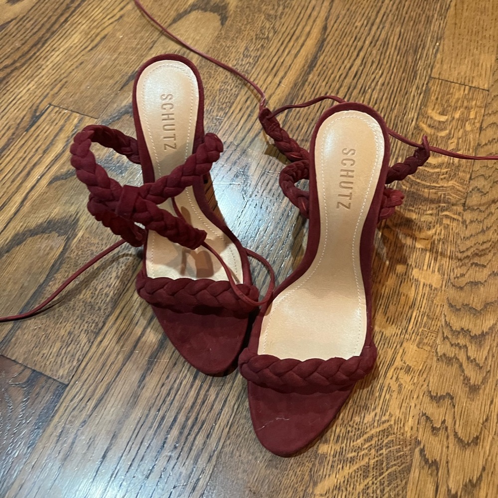 Maroon Schultz Suede Heels